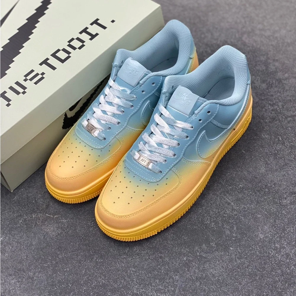 Nike Air Force 1 Low Pastel Blue to Yellow Fade
